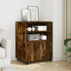 vidaXL Rolkast 60x48x81 cm bewerkt hout gerookt eikenkleurig