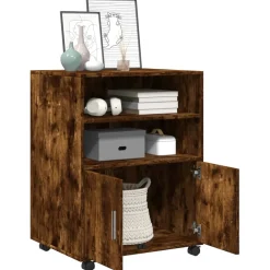 vidaXL Rolkast 60x48x81 cm bewerkt hout gerookt eikenkleurig