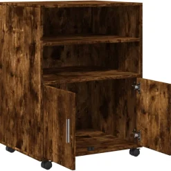 vidaXL Rolkast 60x48x81 cm bewerkt hout gerookt eikenkleurig