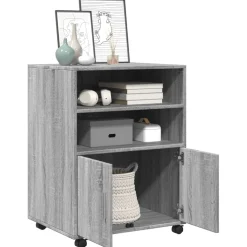 vidaXL Rolkast 60x48x81 cm bewerkt hout grijs sonoma eikenkleurig