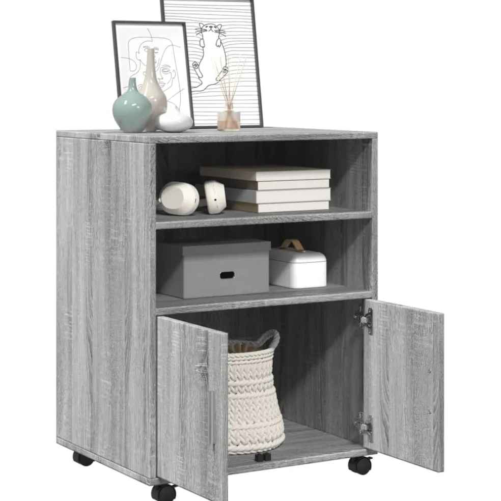 vidaXL Rolkast 60x48x81 cm bewerkt hout grijs sonoma eikenkleurig
