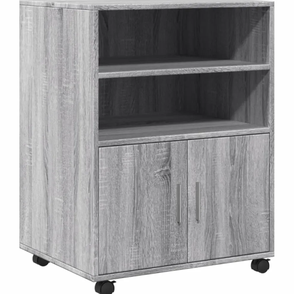 vidaXL Rolkast 60x48x81 cm bewerkt hout grijs sonoma eikenkleurig