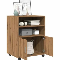 vidaXL Rolkast 60x48x81 cm bewerkt hout artisanaal eikenkleurig