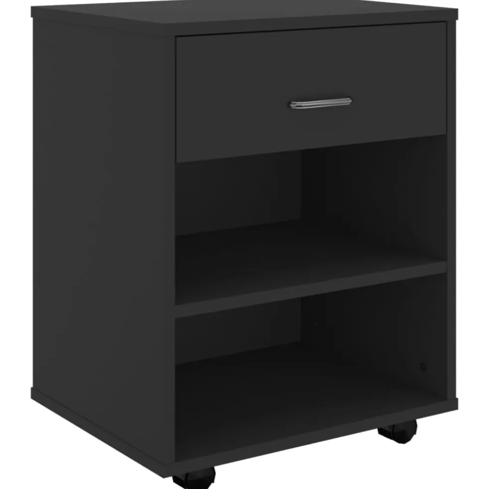 vidaXL Rolkast 46x36x59 cm bewerkt hout zwart