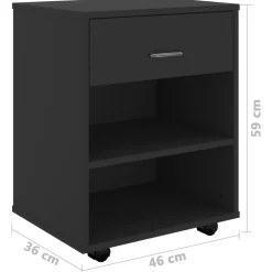 vidaXL Rolkast 46x36x59 cm bewerkt hout zwart