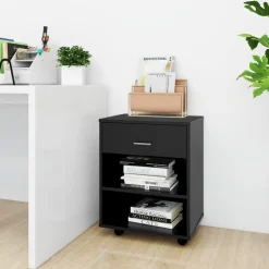 vidaXL Rolkast 46x36x59 cm bewerkt hout zwart