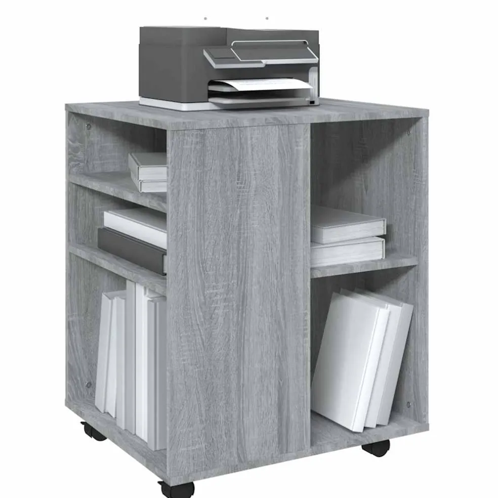 vidaXL Rolkast 60x53x72 cm bewerkt hout grijs sonoma eiken