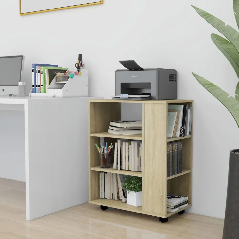 vidaXL Rolkast 60x35x75 cm bewerkt hout sonoma eikenkleurig