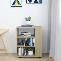 vidaXL Rolkast 60x35x75 cm bewerkt hout sonoma eikenkleurig