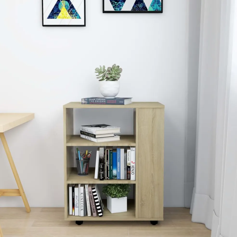 vidaXL Rolkast 60x35x75 cm bewerkt hout sonoma eikenkleurig