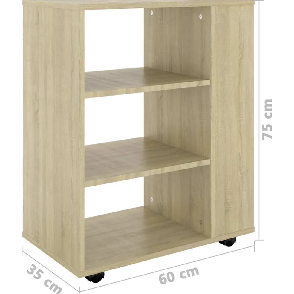 vidaXL Rolkast 60x35x75 cm bewerkt hout sonoma eikenkleurig
