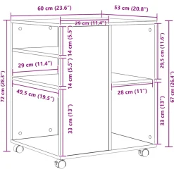 vidaXL Rolkast 60x53x72 cm bewerkt hout bruin eikenkleur