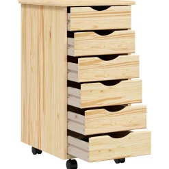 vidaXL Rolling Cabinet met Laden MOSS 34 x 39 x 65,5 cm Heldere Vernis