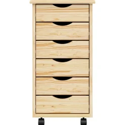 vidaXL Rolling Cabinet met Laden MOSS 34 x 39 x 65,5 cm Heldere Vernis