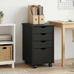 vidaXL Rolling Kast met wiel Grijs 34 x 39 x 56 cm Massief grenenhout