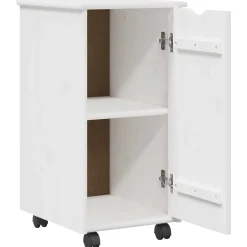 vidaXL Rolling Kast met wiel Wit 34 x 39 x 65,5 cm Massief Vurenhout