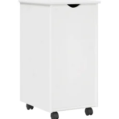 vidaXL Rolling Kast met wiel Wit 34 x 39 x 65,5 cm Massief Vurenhout