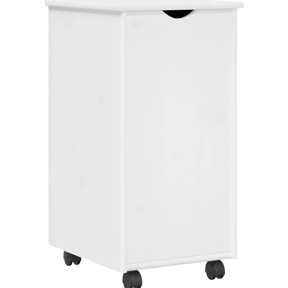 vidaXL Rolling Kast met wiel Wit 34 x 39 x 65,5 cm Massief Vurenhout