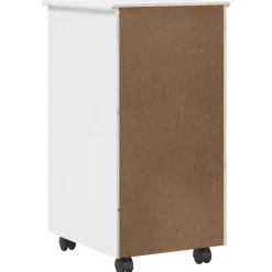 vidaXL Rolling Kast met wiel Wit 34 x 39 x 65,5 cm Massief Vurenhout