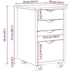 vidaXL Rolling Kast MOSS HoningBruin 34 x 39 x 56 cm