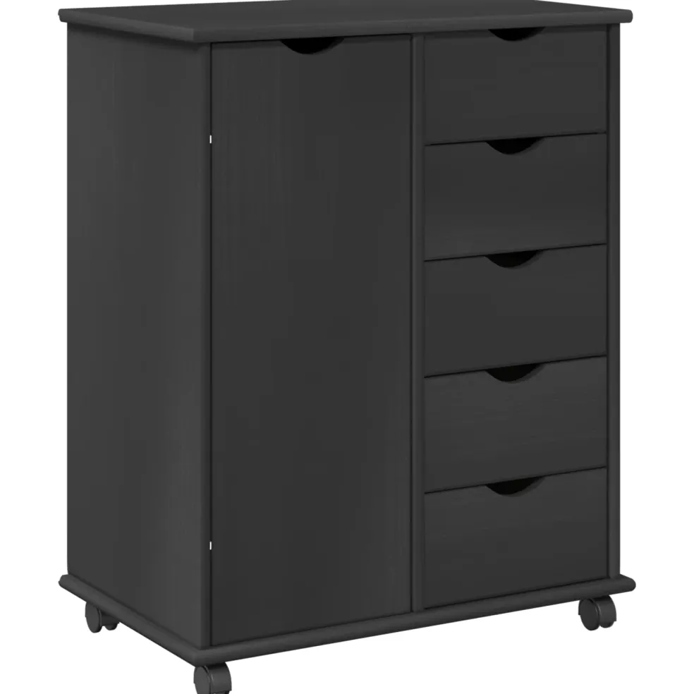 vidaXL Rolling Kast 63,5 x 39 x 79 cm Massief Vurenhout Grijs