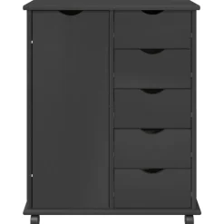 vidaXL Rolling Kast 63,5 x 39 x 79 cm Massief Vurenhout Grijs