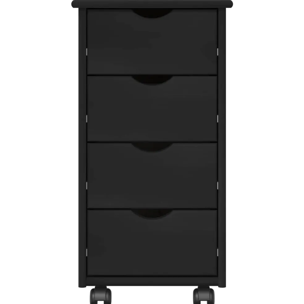 vidaXL Rolling Kast 34 x 39 x 65,5 cm Massief Vurenhout Zwart