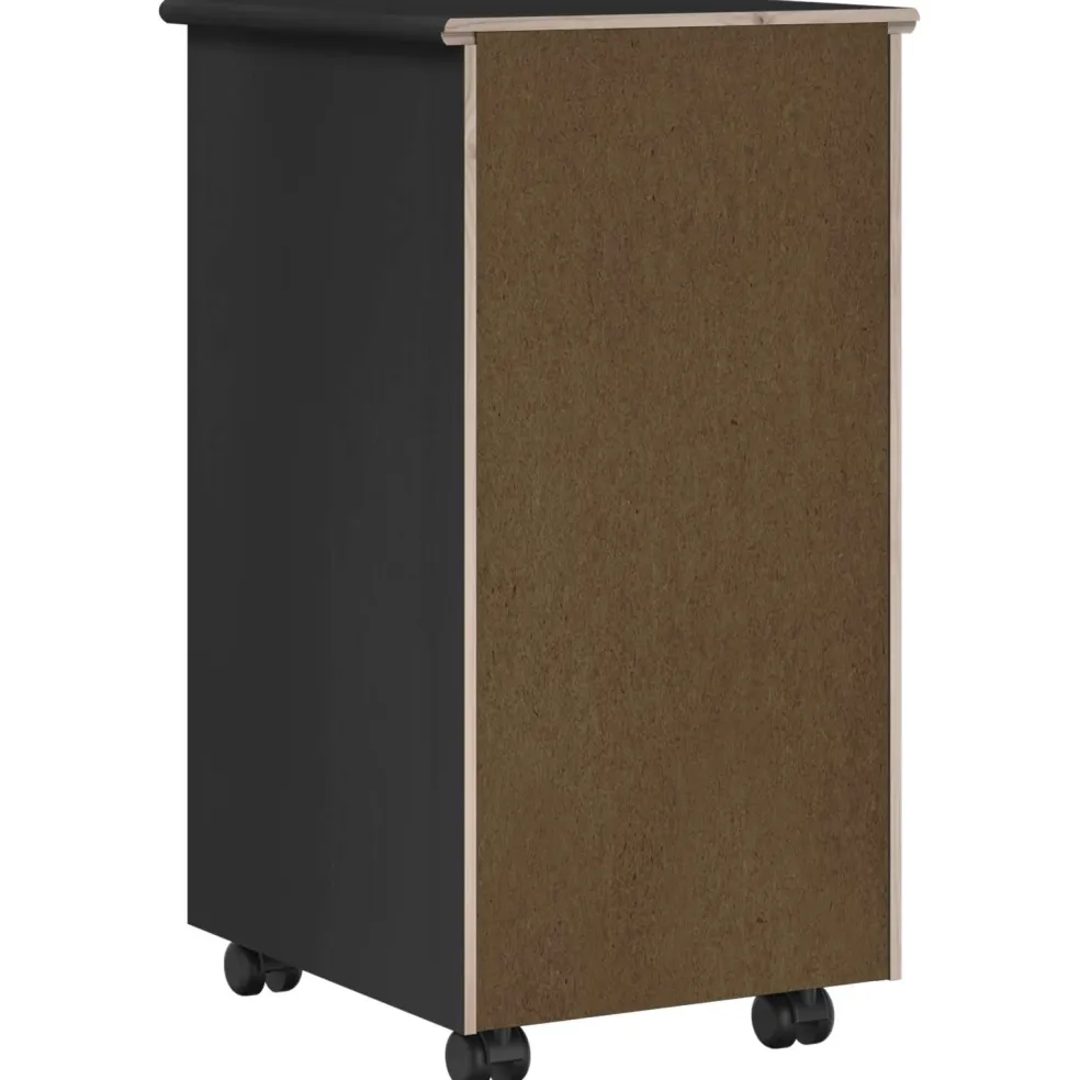 vidaXL Rolling Kast 34 x 39 x 65,5 cm Massief Vurenhout Zwart