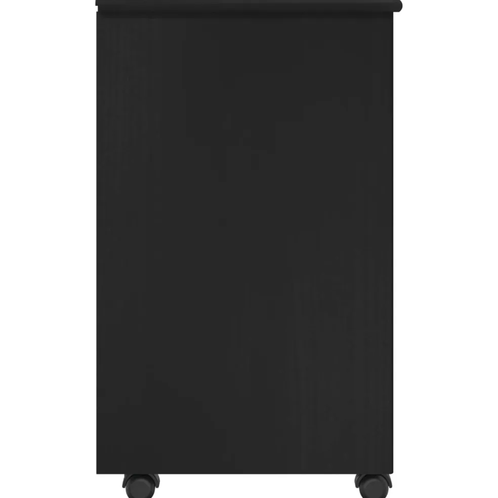 vidaXL Rolling Kast 34 x 39 x 65,5 cm Massief Vurenhout Zwart