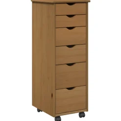 vidaXL Rolling Kast 34 x 39 x 93,5 cm Massief Vurenhout Honingbruin