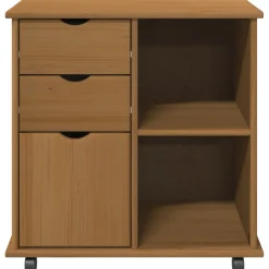 vidaXL Rolling Kast 63,5 x 39 x 65,5 cm Massief Vurenhout Honingbruin