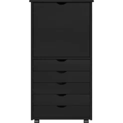 vidaXL Rolling Kast 53 x 39 x 103 cm Massief Vurenhout Zwart