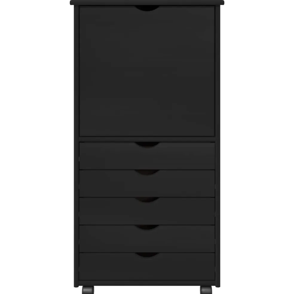 vidaXL Rolling Kast 53 x 39 x 103 cm Massief Vurenhout Zwart