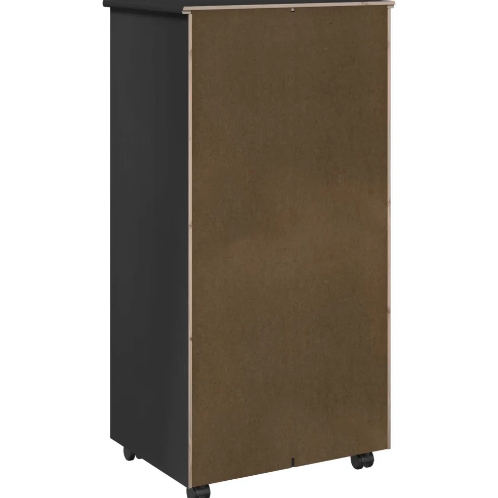 vidaXL Rolling Kast 53 x 39 x 103 cm Massief Vurenhout Zwart
