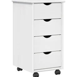 vidaXL Rolling Kast 34 x 39 x 65,5 cm Massief Vurenhout Wit