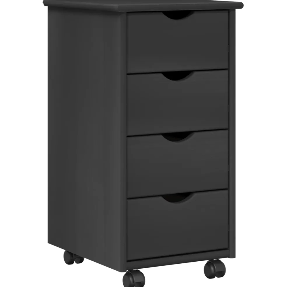 vidaXL Rolling Kast 34 x 39 x 65,5 cm Massief Vurenhout Grijs