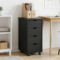 vidaXL Rolling Kast 34 x 39 x 65,5 cm Massief Vurenhout Grijs
