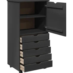 vidaXL Rolling Kast 53 x 39 x 103 cm Massief Vurenhout Grijs