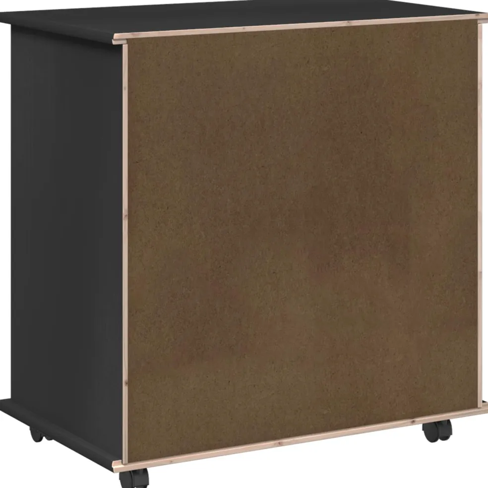 vidaXL Rolling Kast 63,5 x 39 x 65,5 cm Massief Vurenhout Zwart