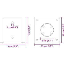 vidaXL Ronde grondanker 4 st zilver 15 x 15 x 15 cm Metaal