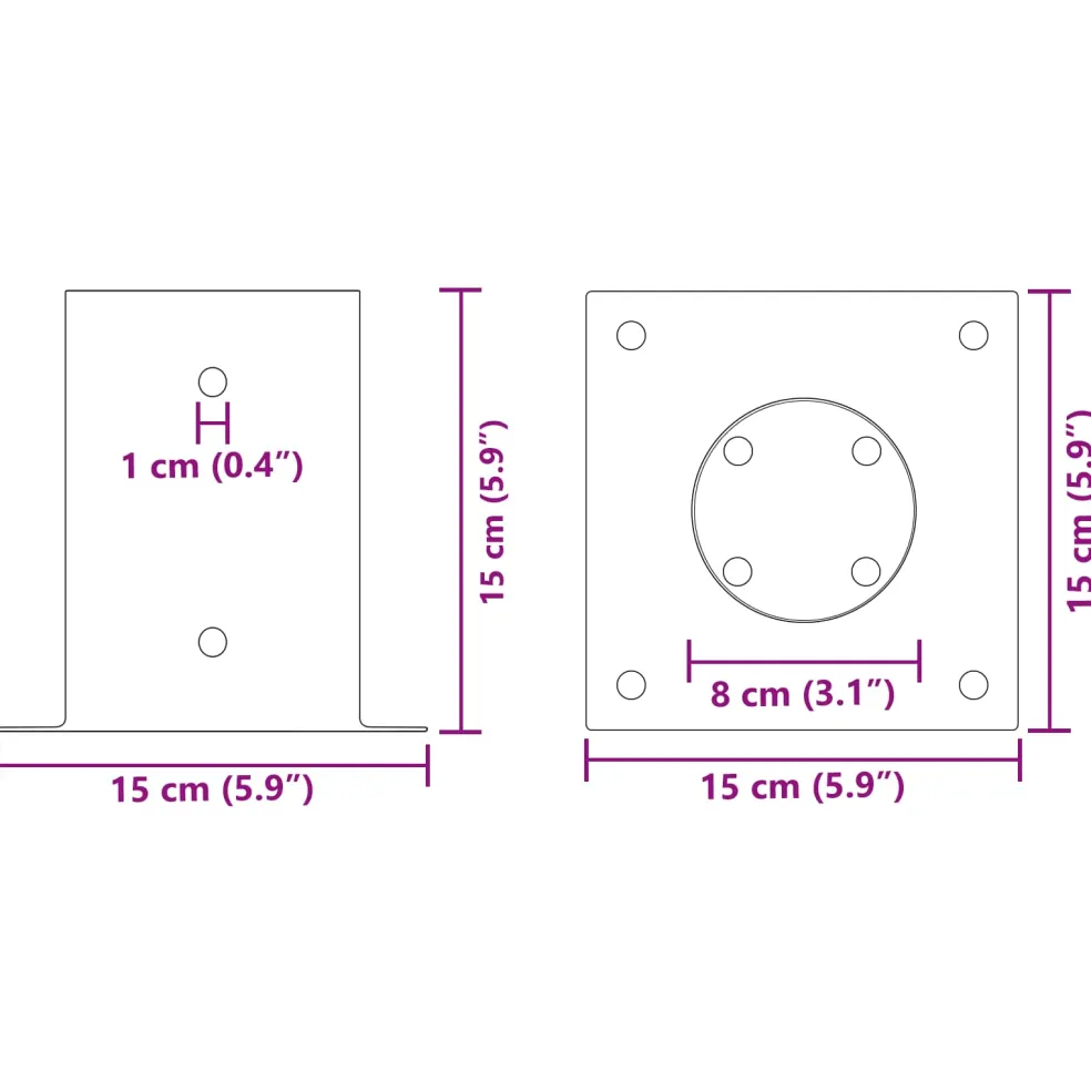 vidaXL Ronde grondanker 4 st zilver 15 x 15 x 15 cm Metaal