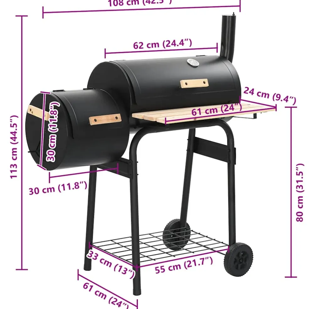 vidaXL Rookbarbecue houtskool
