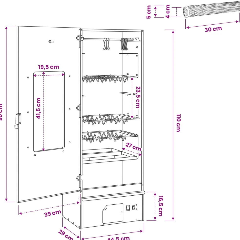 vidaXL Rookoven 3 st 44,5 x 29 x 110 cm Gegalvaniseerd staal