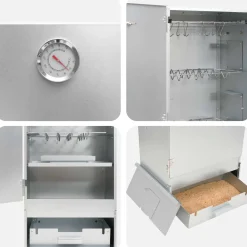 vidaXL Rookoven 3 st 44,5 x 29 x 110 cm Verzinkt staal zilver