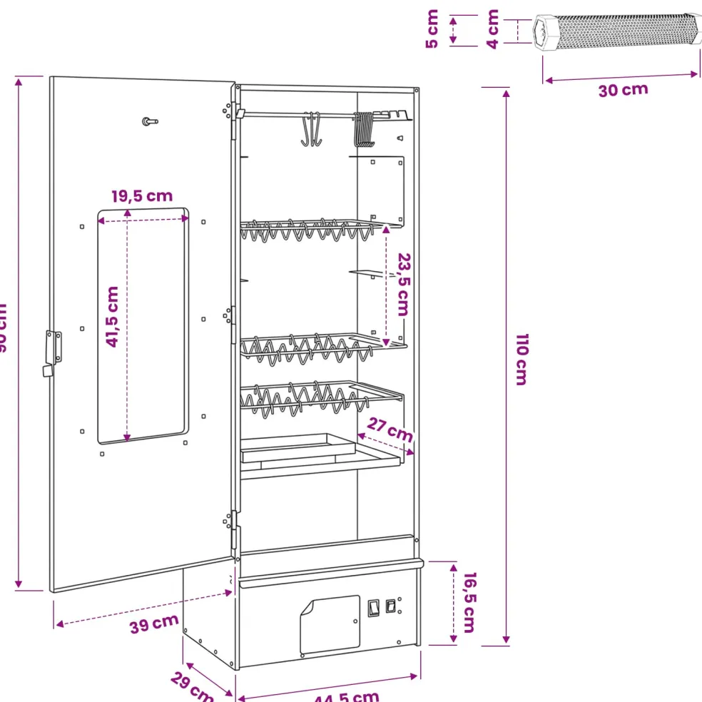 vidaXL Rookoven 3 st 44,5 x 29 x 110 cm Verzinkt staal zilver