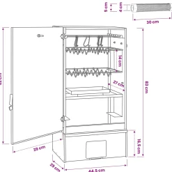 vidaXL Rookoven 3 st 44,5 x 29 x 83 cm Verzinkt staal zilver