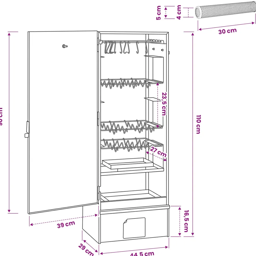 vidaXL Rookoven 3 st 44,5 x 29 x 110 cm Verzinkt staal zilver