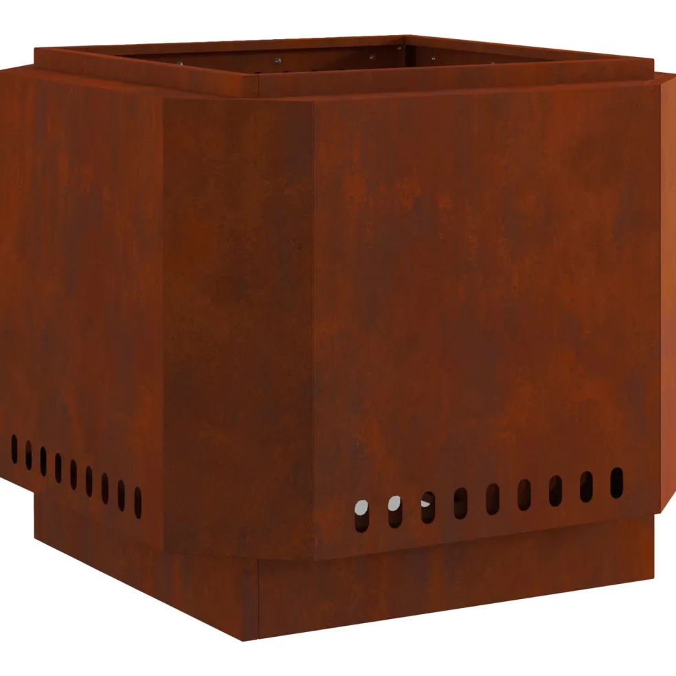 vidaXL Rookvrije vuurkom Roestkleurig 58 x 58 x 51 cm weervast staal