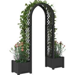 vidaXL Rozenboog met planter Antracietkleurig 168,5 x 43 x 207 cm PP