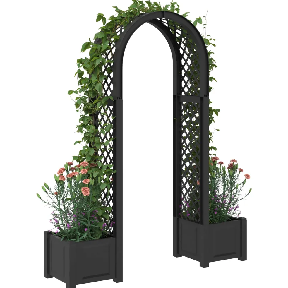 vidaXL Rozenboog met planter Antracietkleurig 168,5 x 43 x 207 cm PP